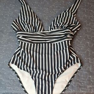 Black and White Striped Swimsuit size large